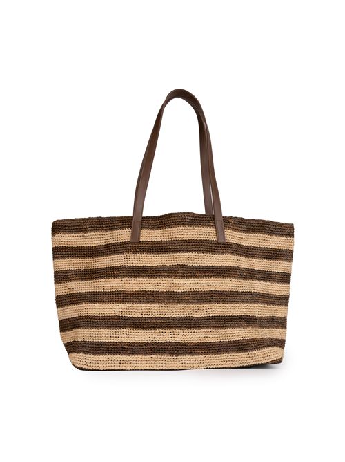 Borsa Raffia City Stripes Marrone Mc2 Saint Barth | RAFFIA CITY01322H STRIPES 18 EMB